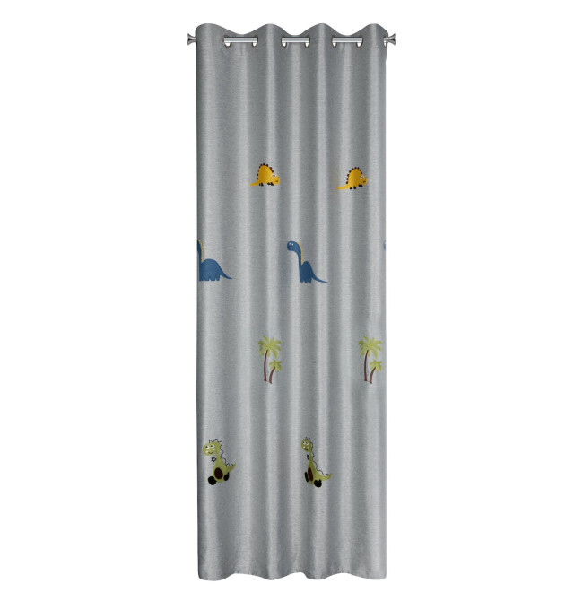 Hotový závěs DINO stříbrný - na průchodkách