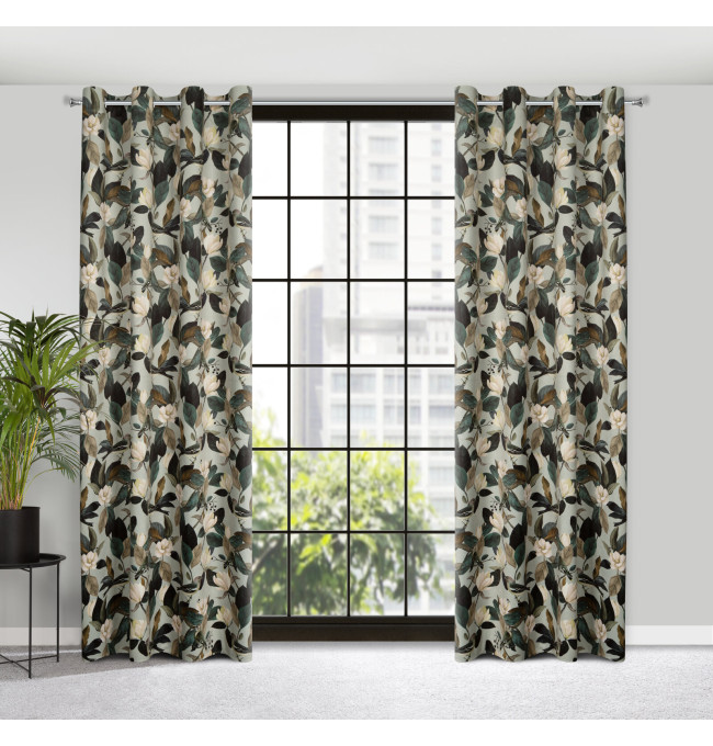 Hotový závěs ELENI olivový - na průchodkách