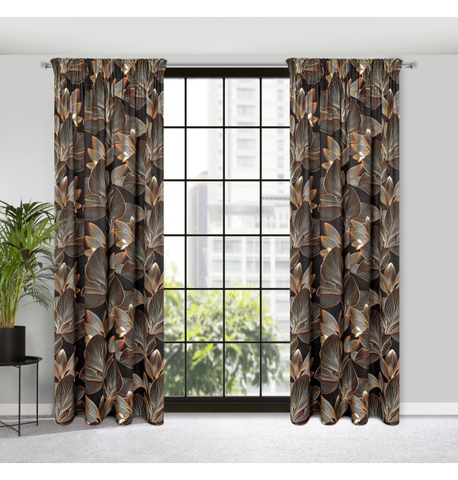 Hotový závěs LARISA černý - na pásce