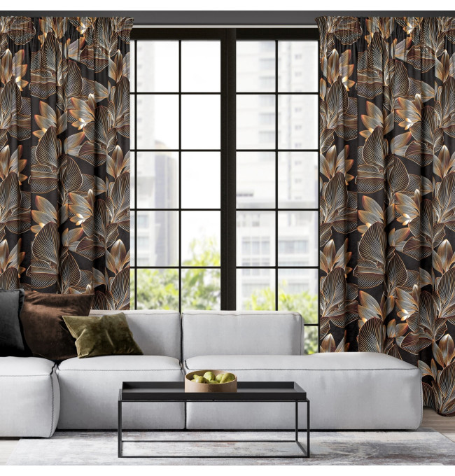 Hotový závěs LARISA černý - na pásce