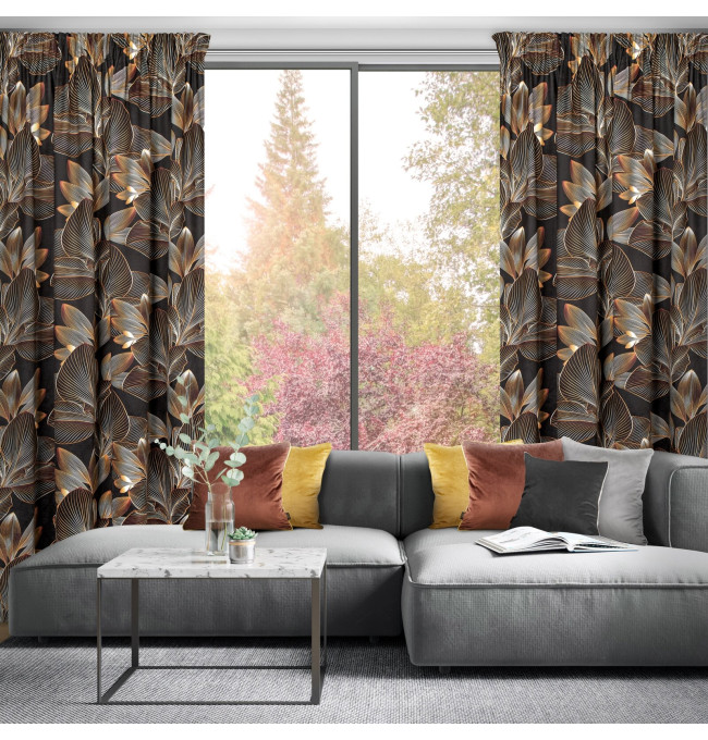 Hotový závěs LARISA černý - na pásce