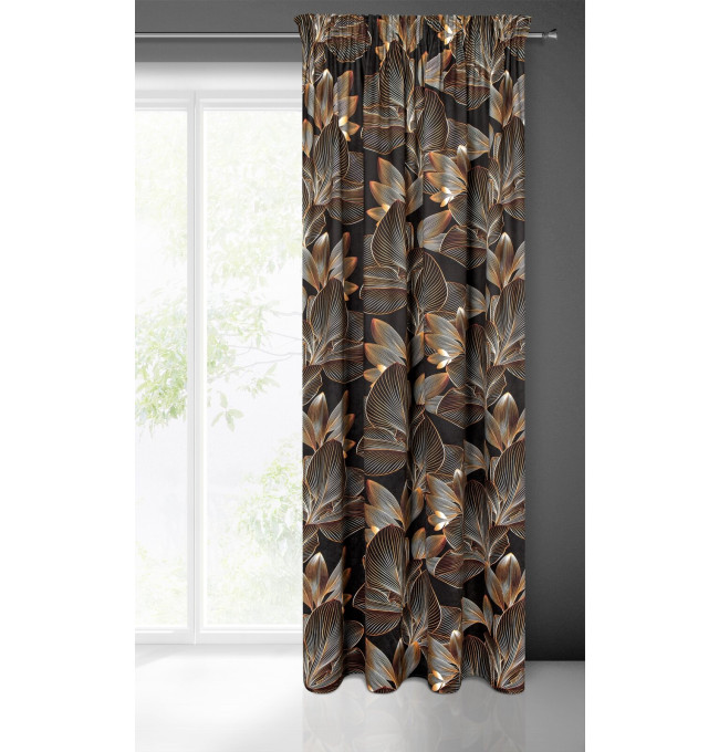 Hotový závěs LARISA černý - na pásce