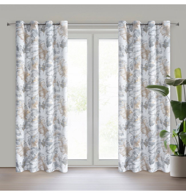 Hotový závěs LAYLA 3 stříbrný / šampaňské - na průchodkách