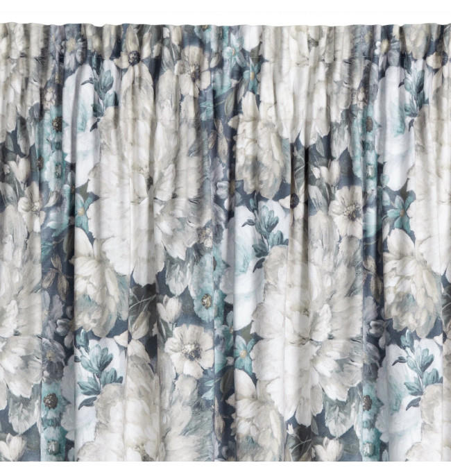 Hotový závěs LUCIA krémový/modrý - na pásce