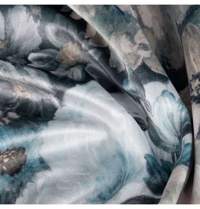 Hotový závěs LUCIA krémový/modrý - na pásce