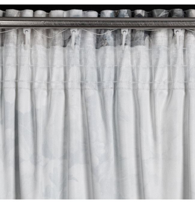 Hotový závěs LUCIA krémový/modrý - na pásce