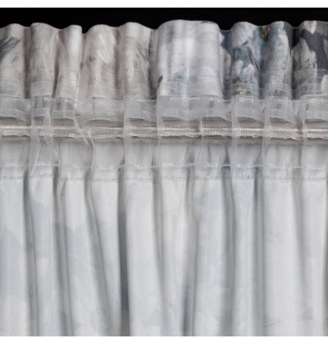 Hotový závěs LUCIA krémový/modrý - na pásce