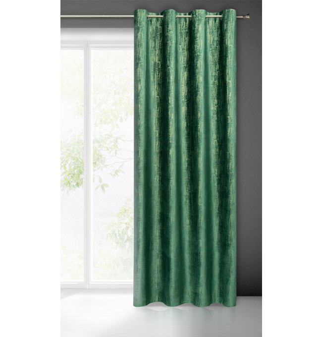 Hotový závěs MARSALA tmavě zelený / zlatý - na průchodkách