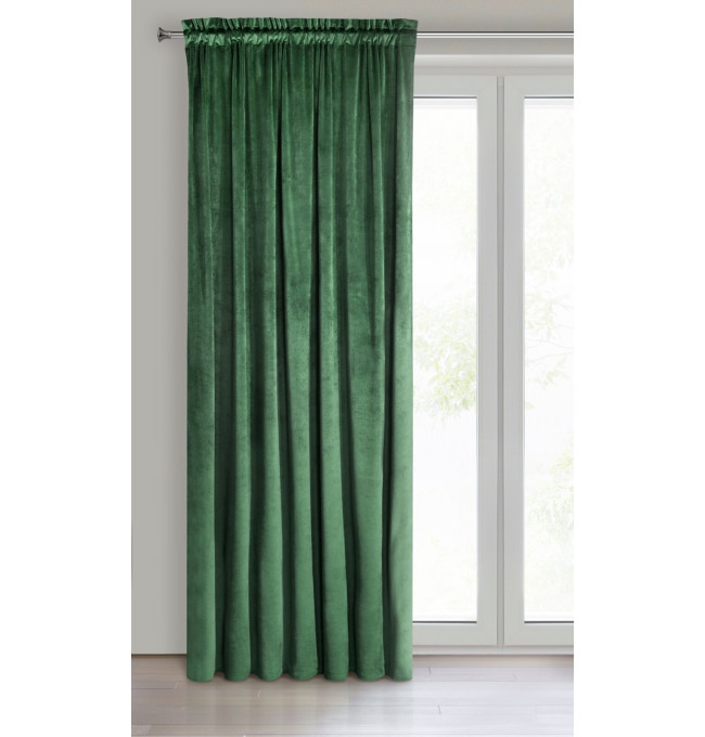 Hotový závěs MELÁNÍ tmavě zelený - na pásce