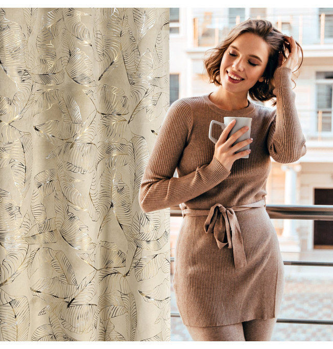 Hotový závěs ODETA béžový - na průchodkách