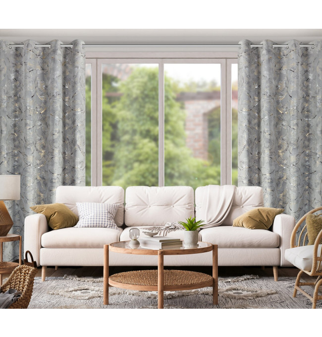 Hotový závěs ODĚTA tmavý ocelový - na průchodkách