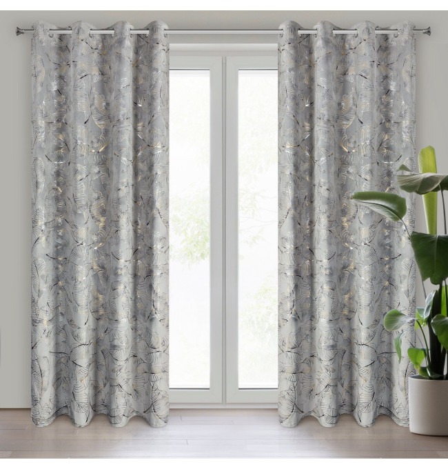 Hotový závěs ODĚTA tmavý ocelový - na průchodkách