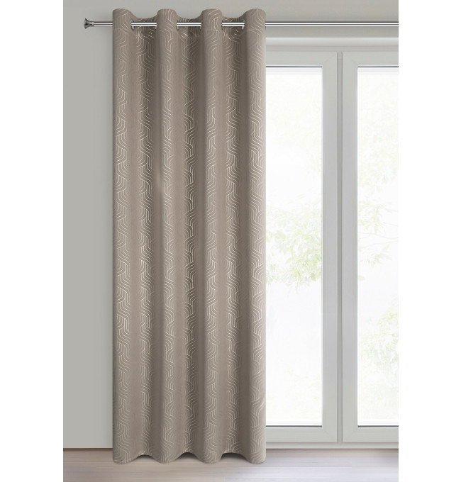 Hotový závěs OLETA tmavě béžový / šampaňské - na průchodkách