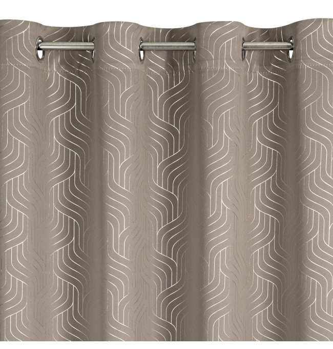 Hotový závěs OLETA tmavě béžový / šampaňské - na průchodkách