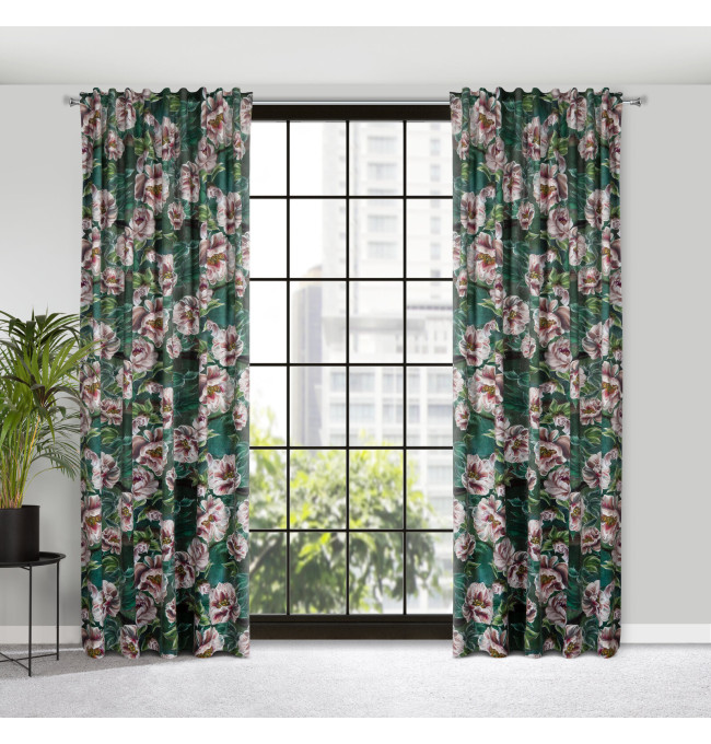 Hotový závěs PALMERA zelený - na pásce