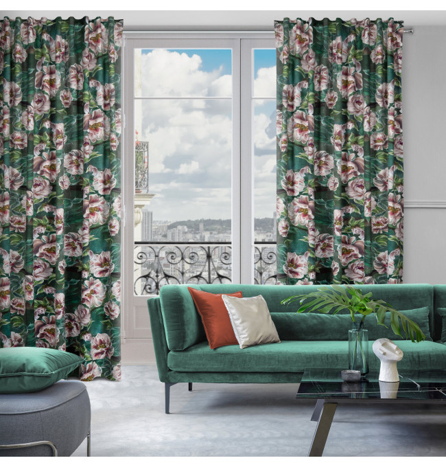 Hotový závěs PALMERA zelený - na pásce