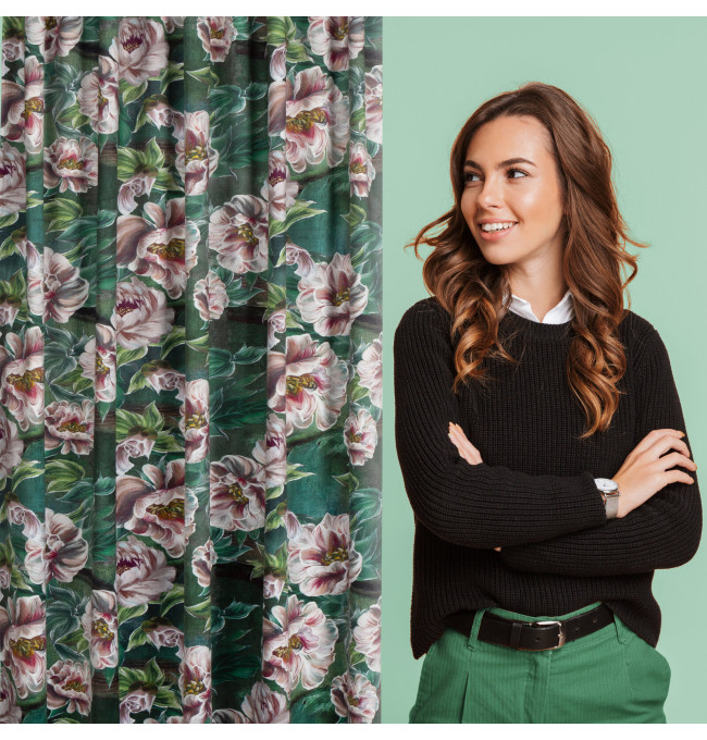 Hotový závěs PALMERA zelený - na pásce