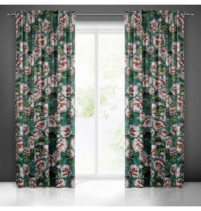 Hotový závěs PALMERA zelený - na pásce