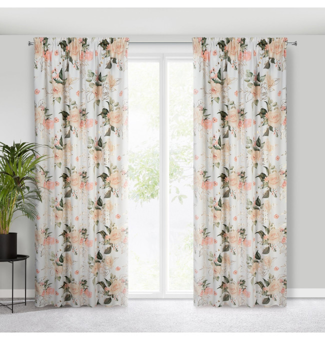 Hotový závěs ROSE na pásce - bílý