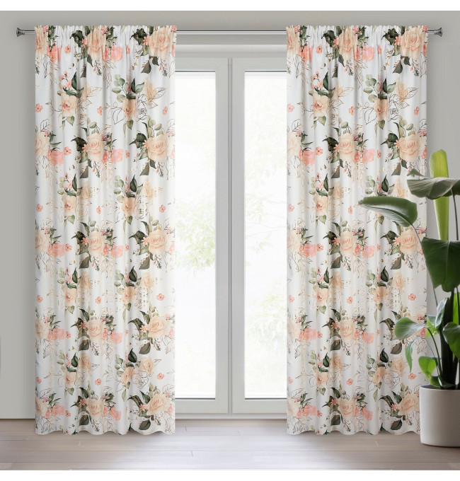 Hotový závěs ROSE na pásce - bílý