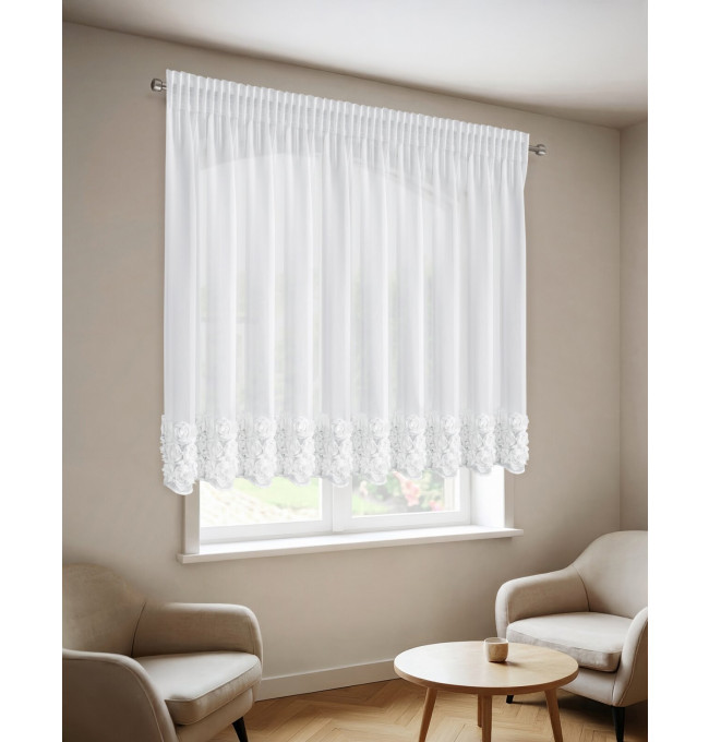 Hotová záclona ROSES 8 bílý - na pásce