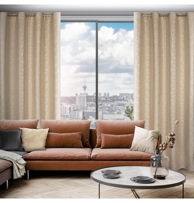 Hotový závěs SEMI cappuccino / šampaňské - na průchodkách