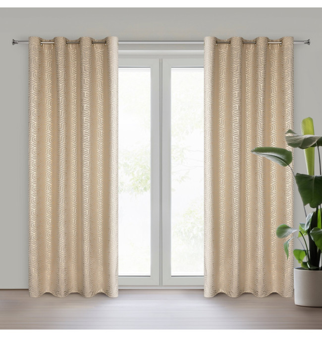 Hotový závěs SEMI cappuccino / šampaňské - na průchodkách