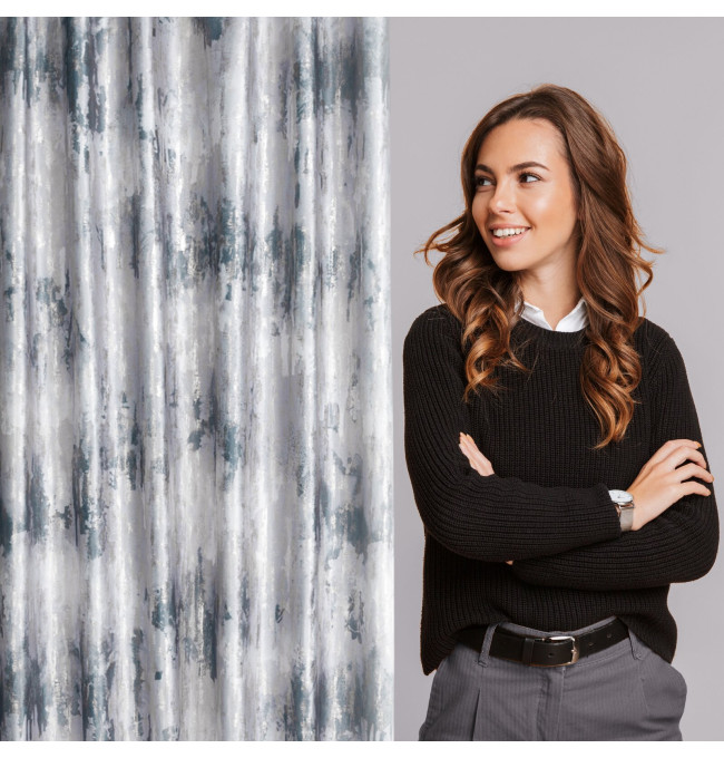 Hotový závěs TINA stříbrný - na pásce