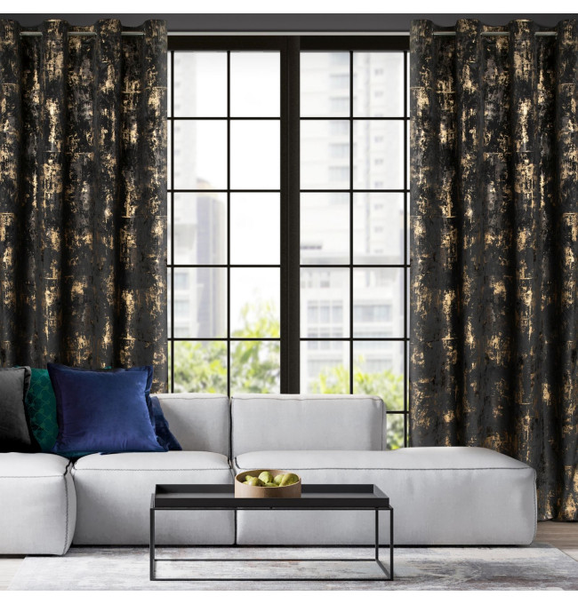 Hotový závěs TONIA černý - na průchodkách