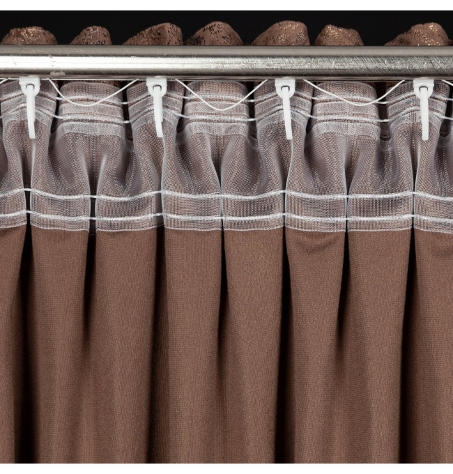 Hotový závěs TULIA hnědý - na pásce