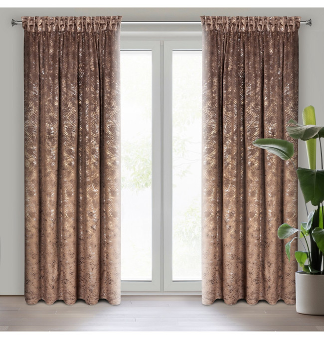 Hotový závěs TULIA hnědý - na pásce