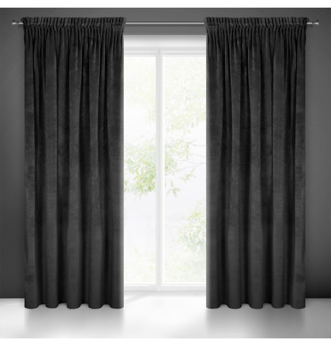 Hotový závěs VILLA černý - na pásce