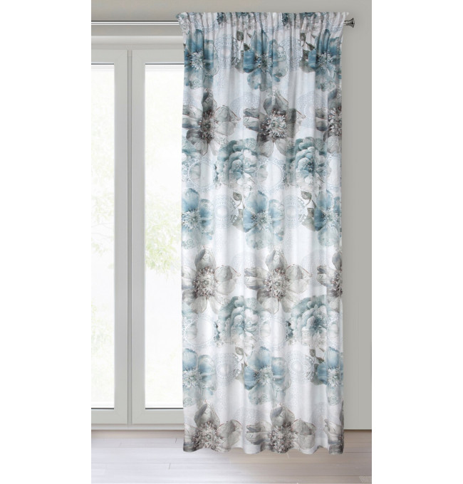 Hotový závěs VIVIAN tyrkysový - na pásce