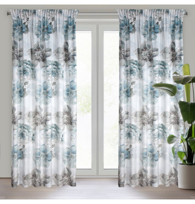 Hotový závěs VIVIAN tyrkysový - na pásce