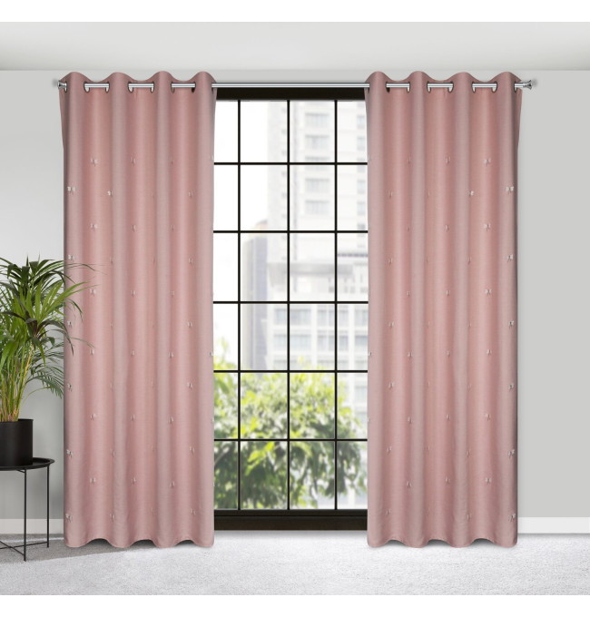 Hotový závěs WENDY růžový - na průchodkách