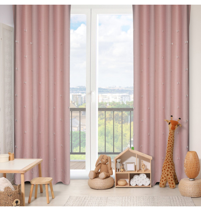 Hotový závěs WENDY růžový - na průchodkách