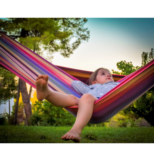 Dvoumístná houpací síť s příčkou 480145A žlutá