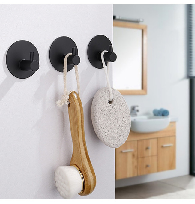 Sada čtyř koupelnových věšáků TAVAS černá (4 ks)