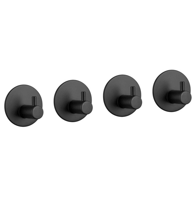 Sada čtyř koupelnových věšáků TAVAS černá (4 ks)