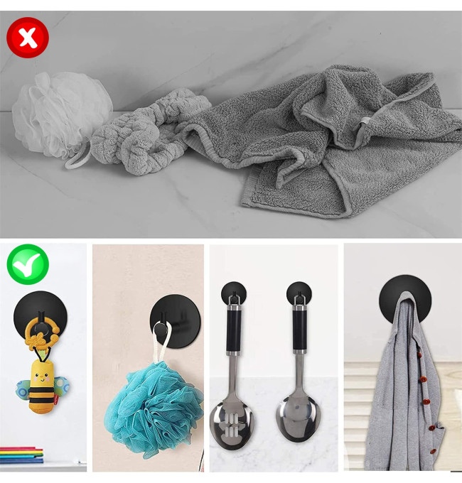 Sada čtyř koupelnových věšáků TAVAS černá (4 ks)