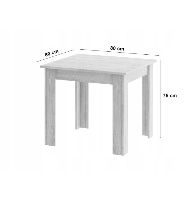 Jídelní čtvercový stůl dub sonoma / bílý se čtyřmi židlemi OSAKA bílé / hnědé