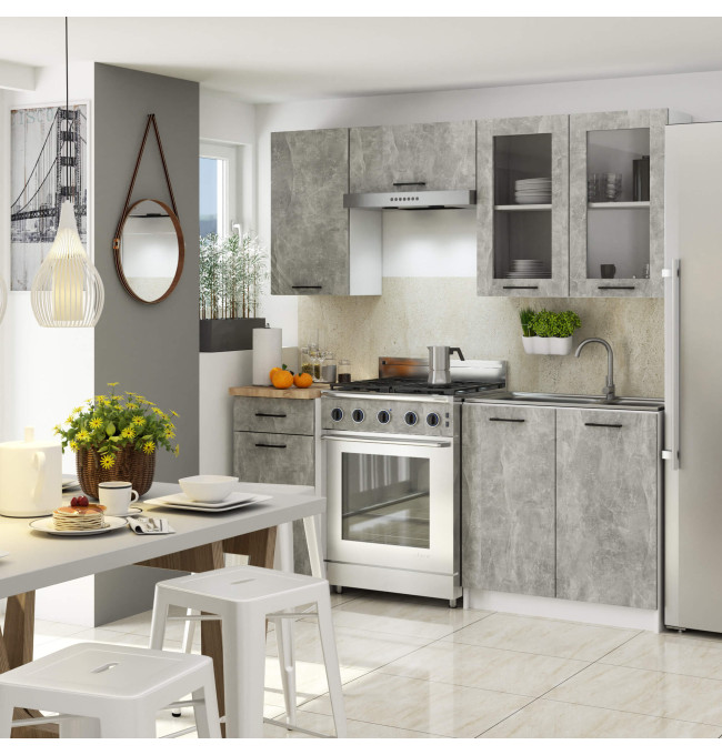 Kuchyňská linka OLIVIA H720 1.8 m s vitrínou beton