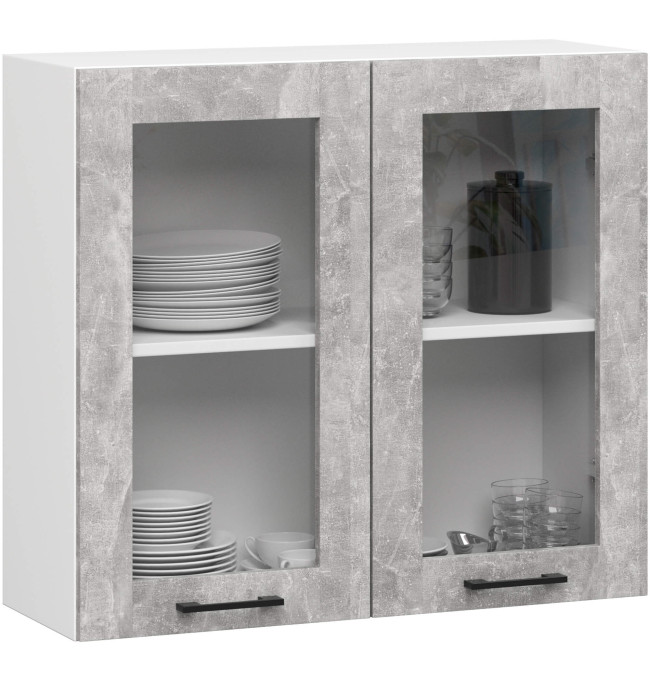 Kuchyňská linka OLIVIA H720 1.8 m s vitrínou beton