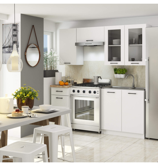 Kuchyňská linka OLIVIA H720 1.8 m s vitrínou bílá