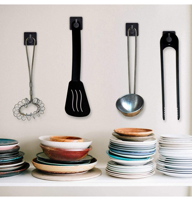 Sada čtyř koupelnových věšáků KOTOS černá (4 ks)