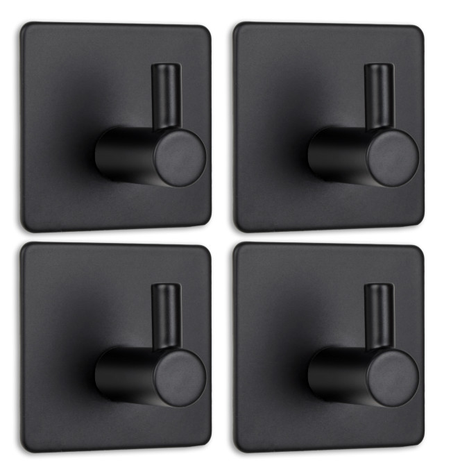 Sada čtyř koupelnových věšáků KOTOS černá (4 ks)