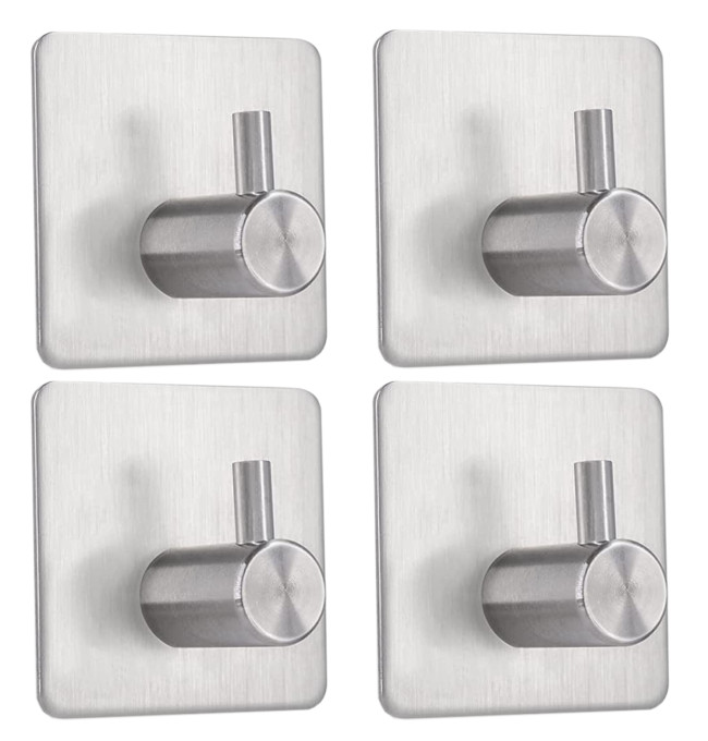 Sada čtyř koupelnových věšáků KOTOS stříbrná (4 ks)