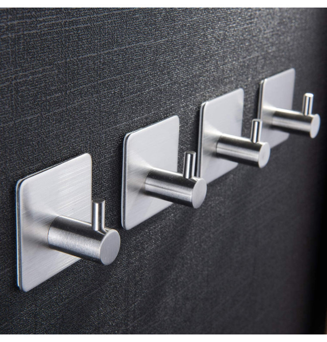 Sada čtyř koupelnových věšáků KOTOS stříbrná (4 ks)