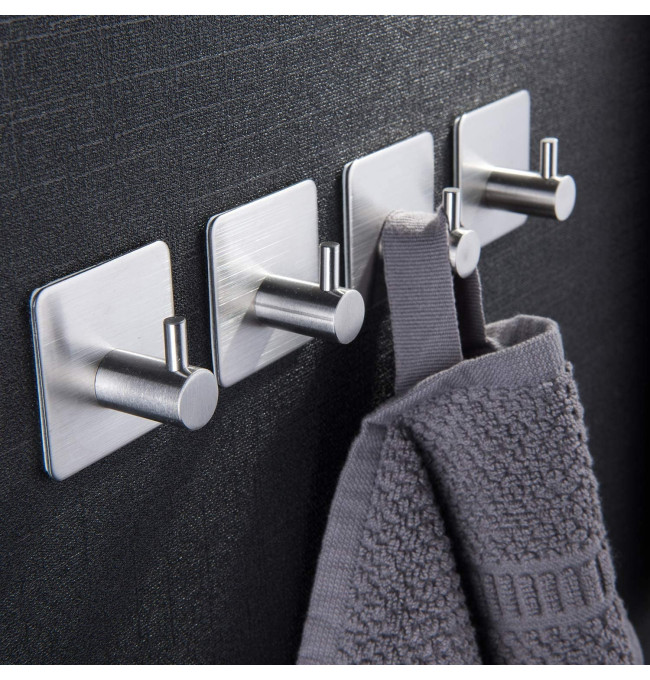 Sada čtyř koupelnových věšáků KOTOS stříbrná (4 ks)