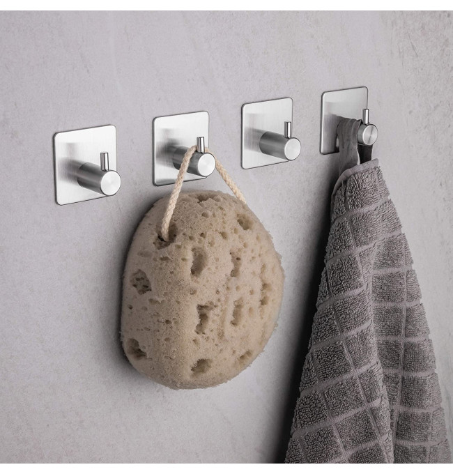 Sada čtyř koupelnových věšáků KOTOS stříbrná (4 ks)